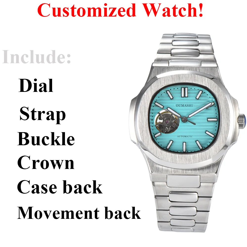 NH38 Watch 43mm Men's Watch NH38 Automatic Mechanical Watch Stainless Steel Sapphire Glass Case Waterproof Watch Customized Logo