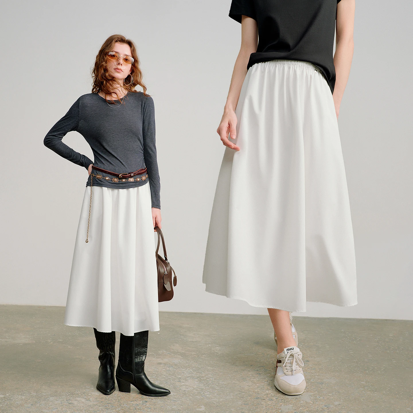 TOYOUTH Women Skirts 2026 Spring New Basic Design Elegant Korean Style Versatile Midi Length Maxi Length