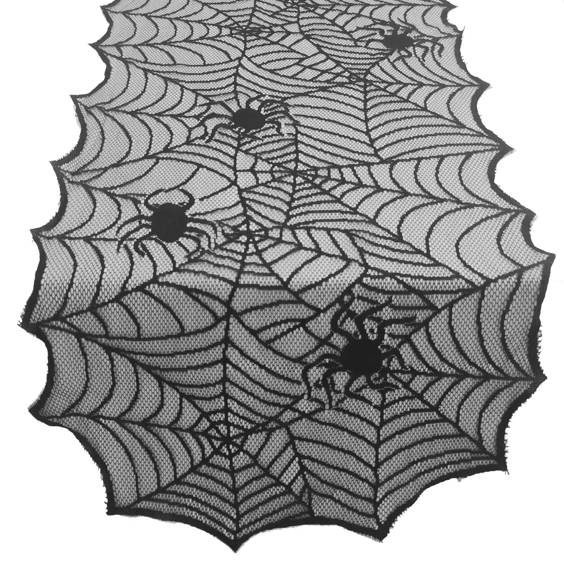 Halloween Black Spider Web Lace Table Runner Gothic Style Table Cloth Home Party Dining Table Decor Spooky Festival Decoration