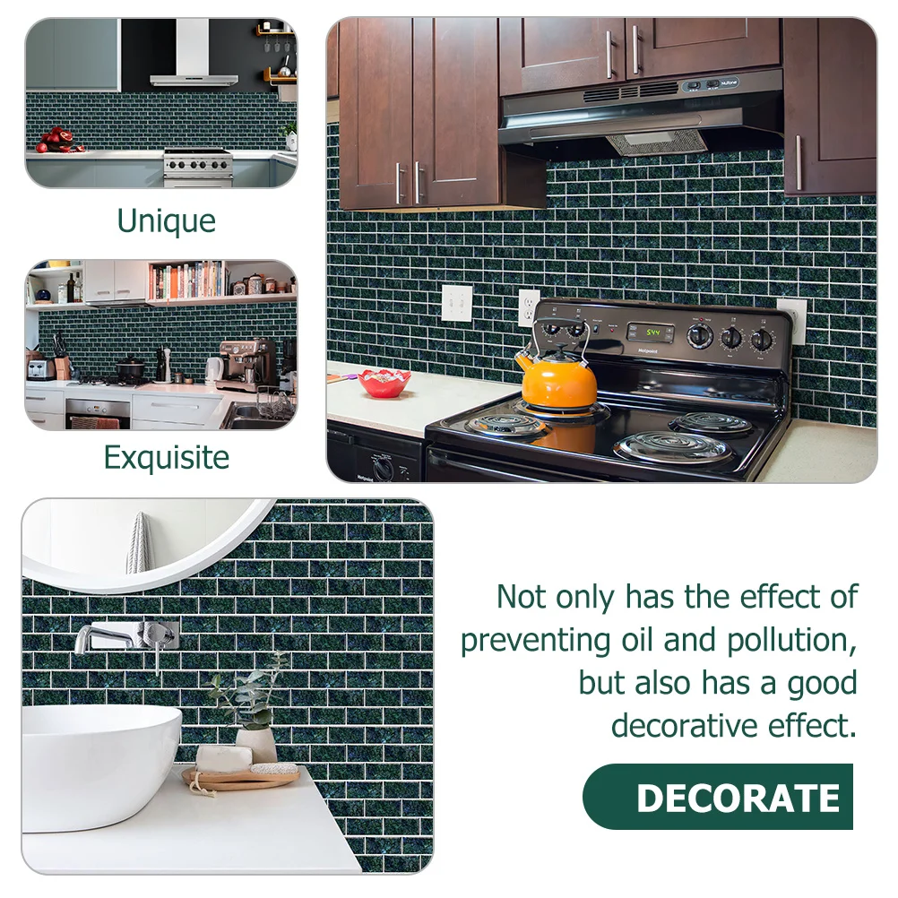 

6Pcs Tile Design Sticker Pet PVC Material Oil Proof Waterproof Self Adhesive Easy to Clean Peel and Paste for Kitchen Bathroom