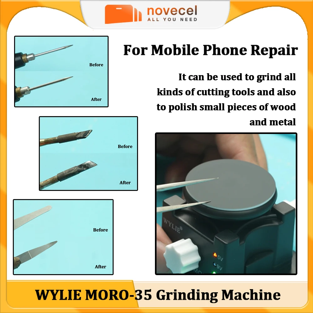 WYLIE MORO-35 Electric Disc Polishing Grinding Machine for Sharpening Scissors Tweezers Blades Carving Metal Knives Repair Tools