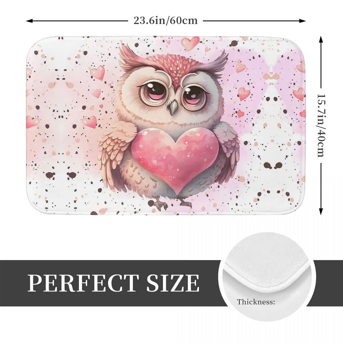Love Owl Pink Print Non-slip Doormat Floor Mat Sand Scraping Carpet Rug for Kitchen Entrance Home Bedroom Footpad Mats