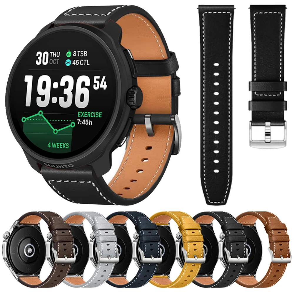 20 22 mm Leder-Uhrenarmband für SUUNTO RACE 2/RACE RUN/Race S/VERTICAL/Ocean/5 PEAK/9 PEAK PRO/3 Fitness Sport Business-Armband
