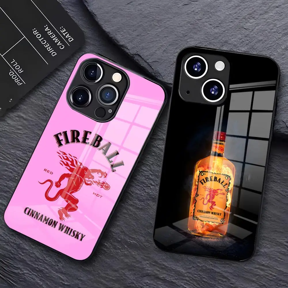 Funda de Teléfono F-Fireball Cinnamon Whisky para iPhone 17 Pro Max 16 15 14 Pro Max 13 11 X Xs Xr 8 7Plus, Cubierta de Vidrio