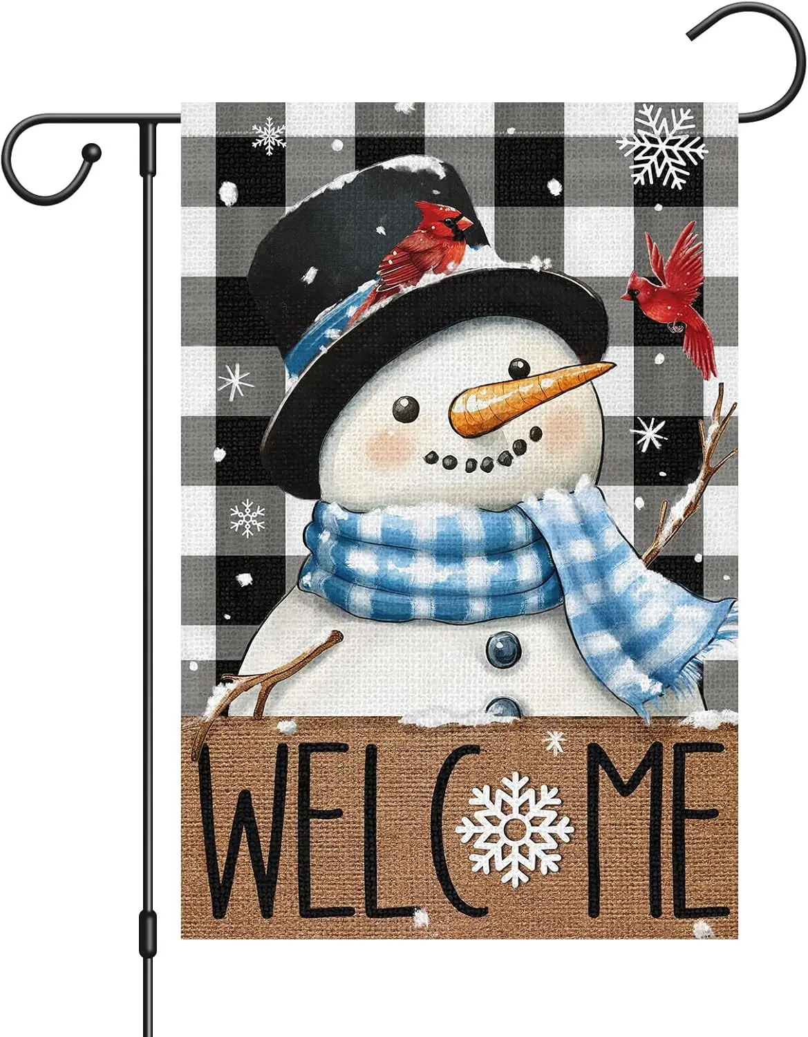 Welcome Snowman Snowflake Garden Flag 12 x 18 Inch Double Sided for Outside Burlap Seasonal Christmas Winter Yard Outdoor De EEZ