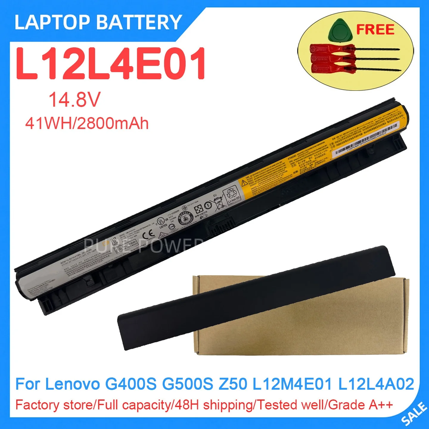 New Laptop Battery L12L4E01 14.8V 41WH 2800mAh High Quality For Lenovo G400S G500S Z50 L12M4E01 L12L4A02