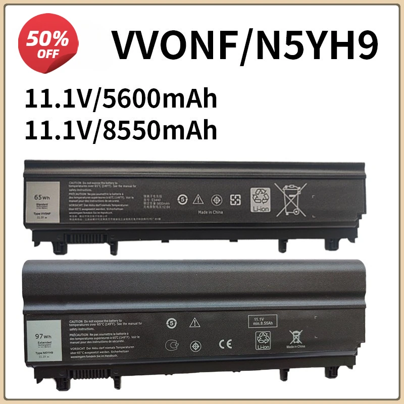 

VV0NF 65WH N5YH9 97WH Laptop Battery For DELL Latitude E5440 E5540 VJXMC 0K8HC 7W6K0 CXF66 0K8HC Real Capacity