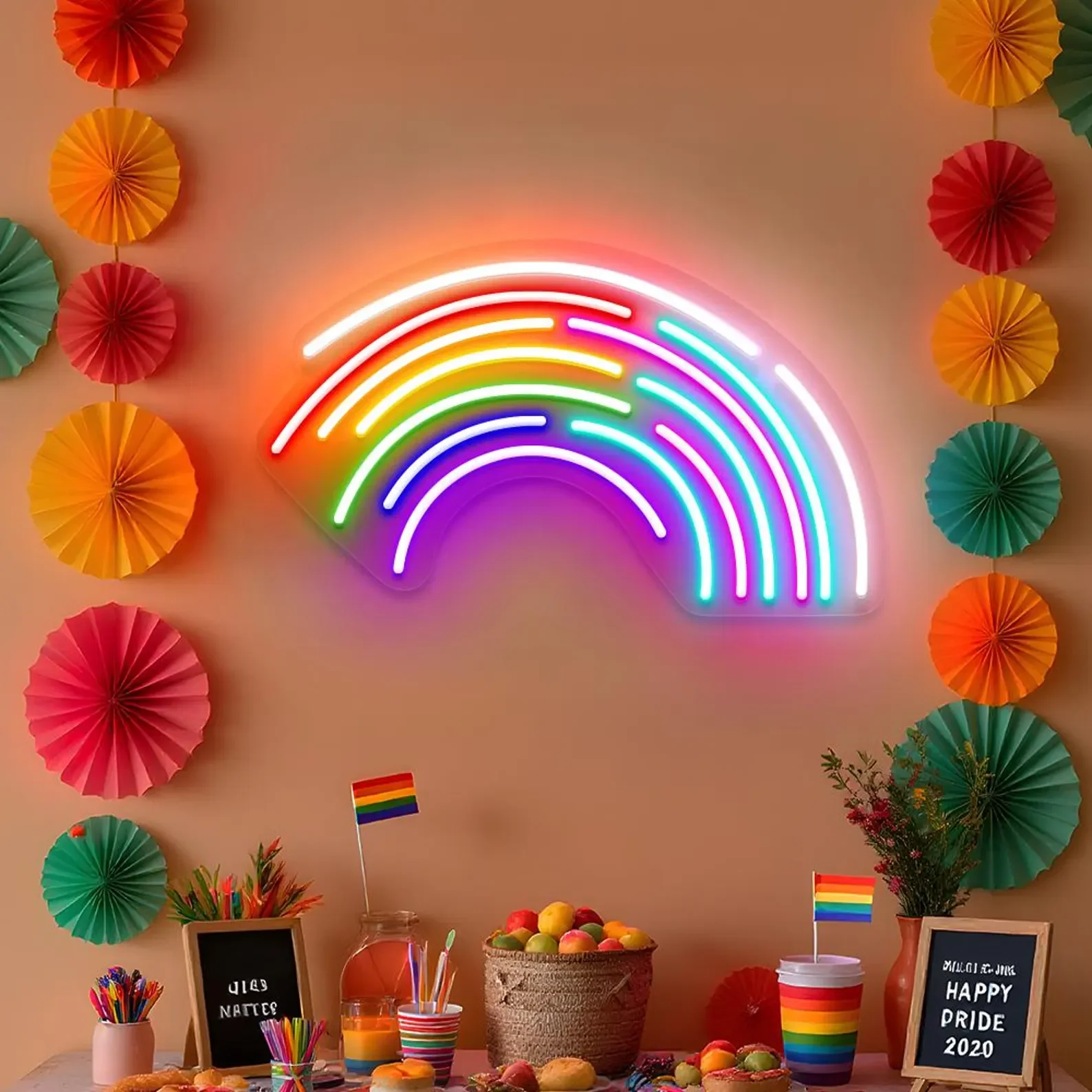 

Rainbow Neon Sign, Rainbow Wall Decor, Happy Pride Month Neon Sign, Pride Month Party Backdrop Decoration, Kids Room Decor
