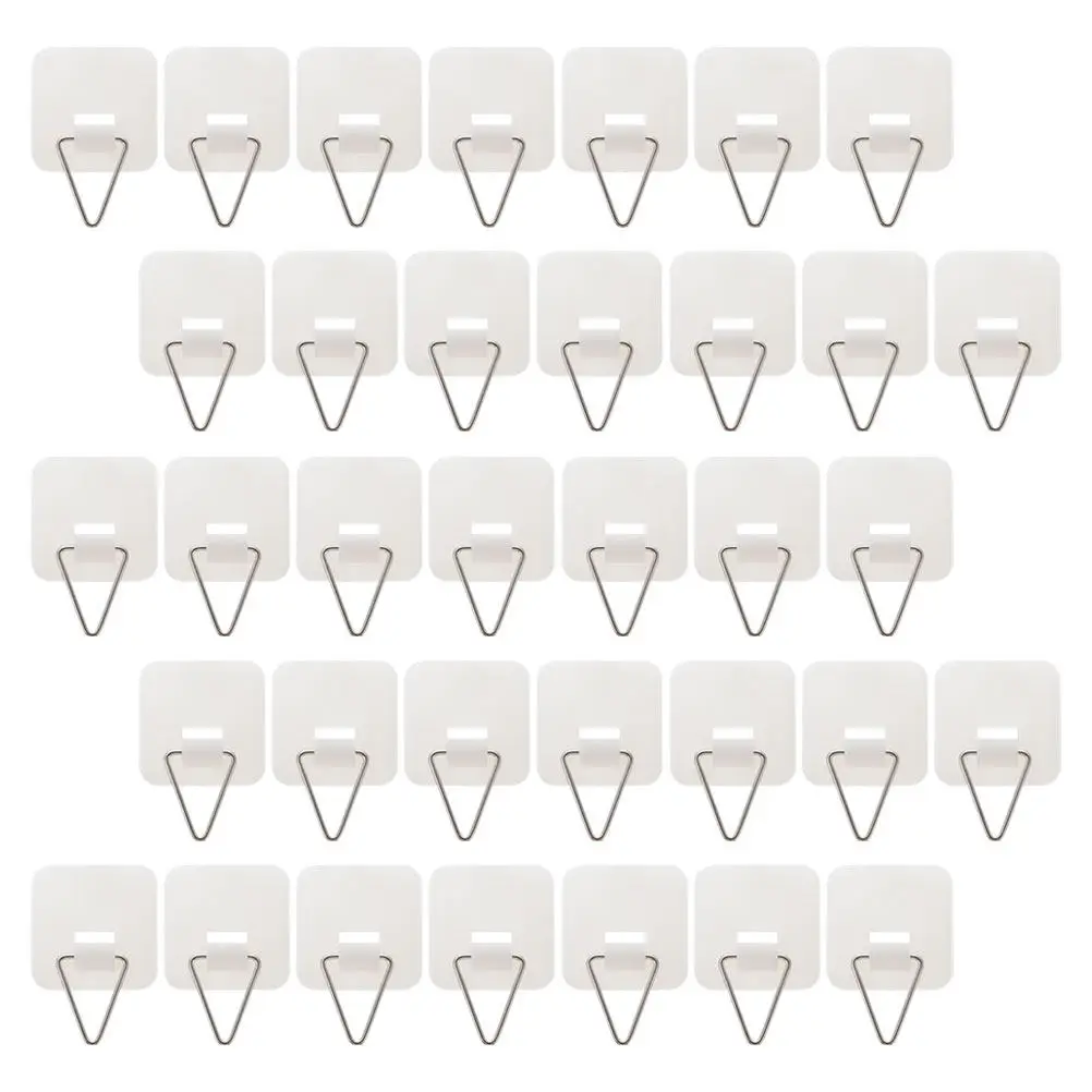 35Pcs Adhesive Wall Hooks – Nail-Free Invisible Vertical Hangers for Kitchen Bathroom Office Picture Decor