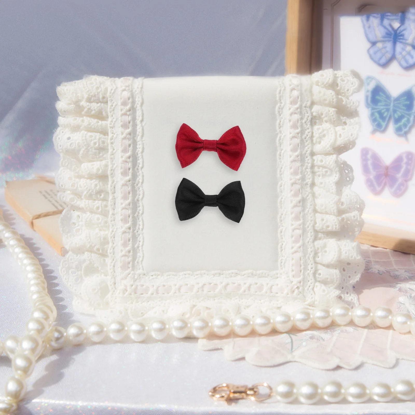 

120Pcs 4Cm Mini Bow Ties for Crafts Polyester Twist Bows DIY Hair Accessories Card Making Bread Packaging Craft Supplies