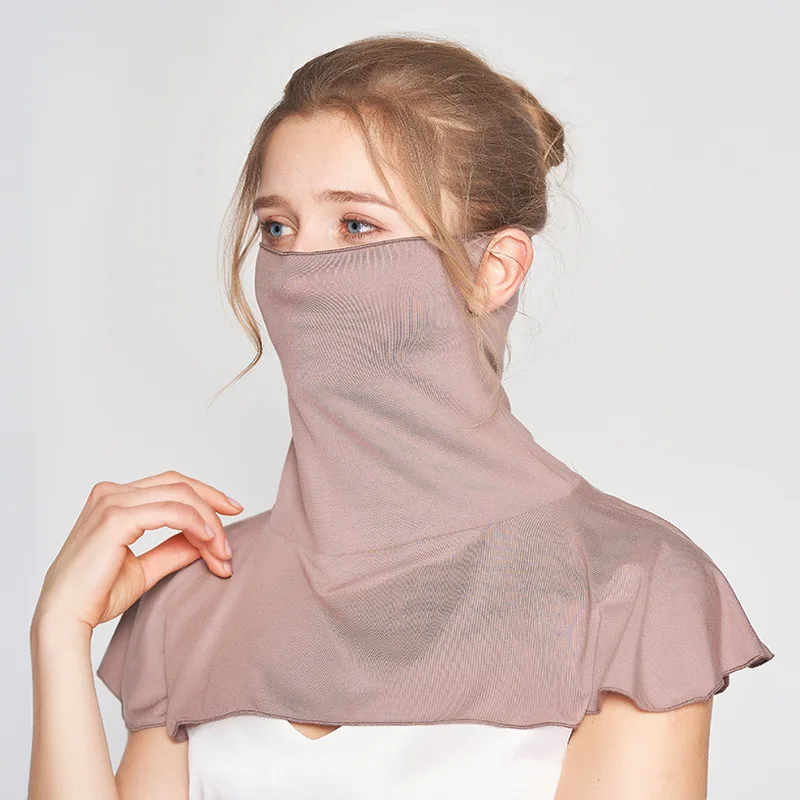 Winsleter-6,4% zijde 87,5% modaal zonnebrandmasker, nekbescherming voor dames Zonbescherming UV, cool gebreid nekmasker, zomer 2025, A57206CC