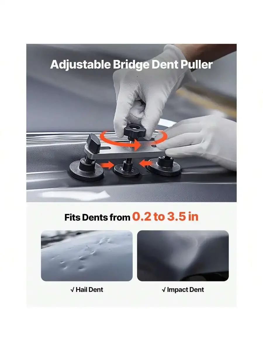 Dent Puller Kit, 60 PCS Paintless Dent Removal Kit With Golden Lifter, Bridge Puller, Rubber Hammer, Glue Gun, Auto Body Hail