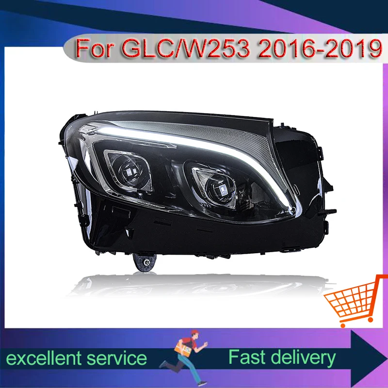 Auto Styling Headlight For Benz GLC W253 2016-2019 Assembly High Configuration LED DRL Dual Lens Front Lamp Car Accessories