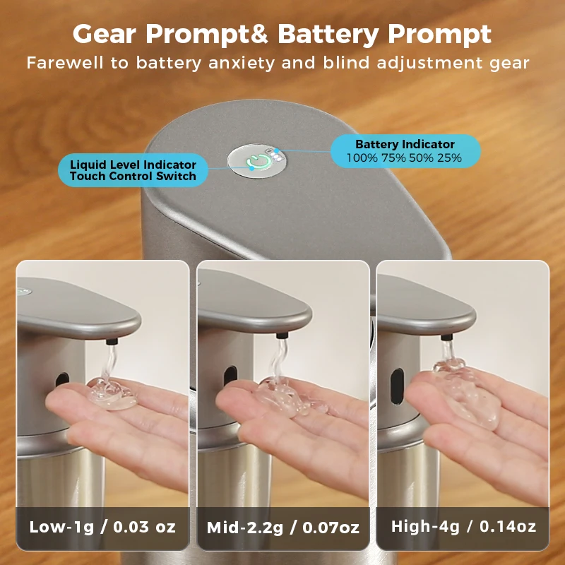 480ml Kitchen Soap Dispenser Automatic Sensor Hand Sanitizer Machine Intelligent Electric Body Wash Soap Dispenser 304 Stainl image 3