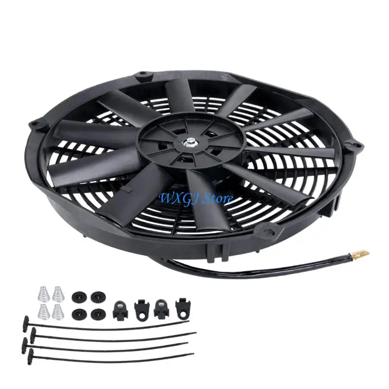 

37JE Universal 12V 80W Car Radiator Cooling Fan For Engine Condenser 12Inch Black