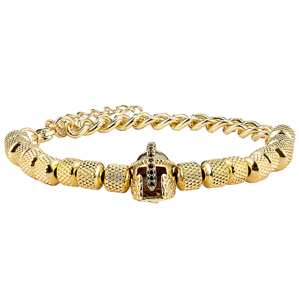 Viking Wolf/Leopard/Helmet Stainless Steel Bracelet for Men Women Pave CZ Cuban Link Chain Adjustable Hip Hop Jewelry Gift