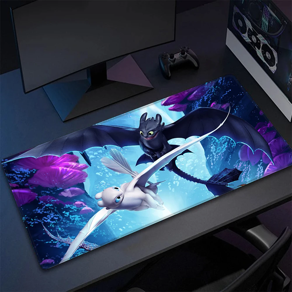 Toothless Fury Dragon Mousepad HD Printing Computer Gamers Locking Edge Non-slip Mouse Pad XXL90x40cm Keyboard PC Desk Pad