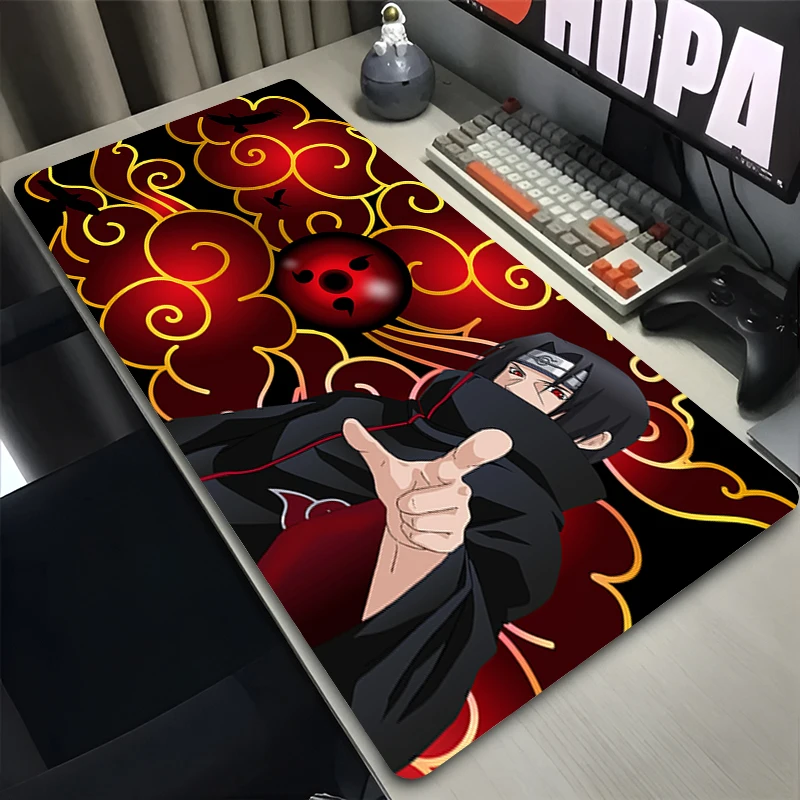Tapis de souris populaire grand format pour ordinateur portable, tapis de bureau étendu en caoutchouc, accessoires de jeu Naruto, tapis de souris antidérapant pour eSports