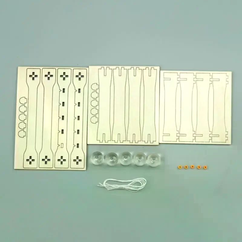 Wooden Newton's Cradle DIY Science Experiment Physical Model STEM Kit Handmade Assembly Craft Kids Educational Toy 1 Set