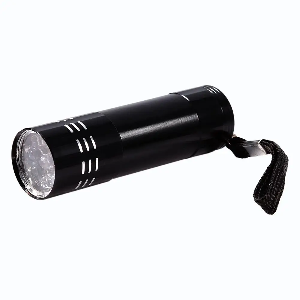 UV Money Detector 9 LED Strong Violet Flashlight Backlight Portable Mini Torch Light 2 in 1