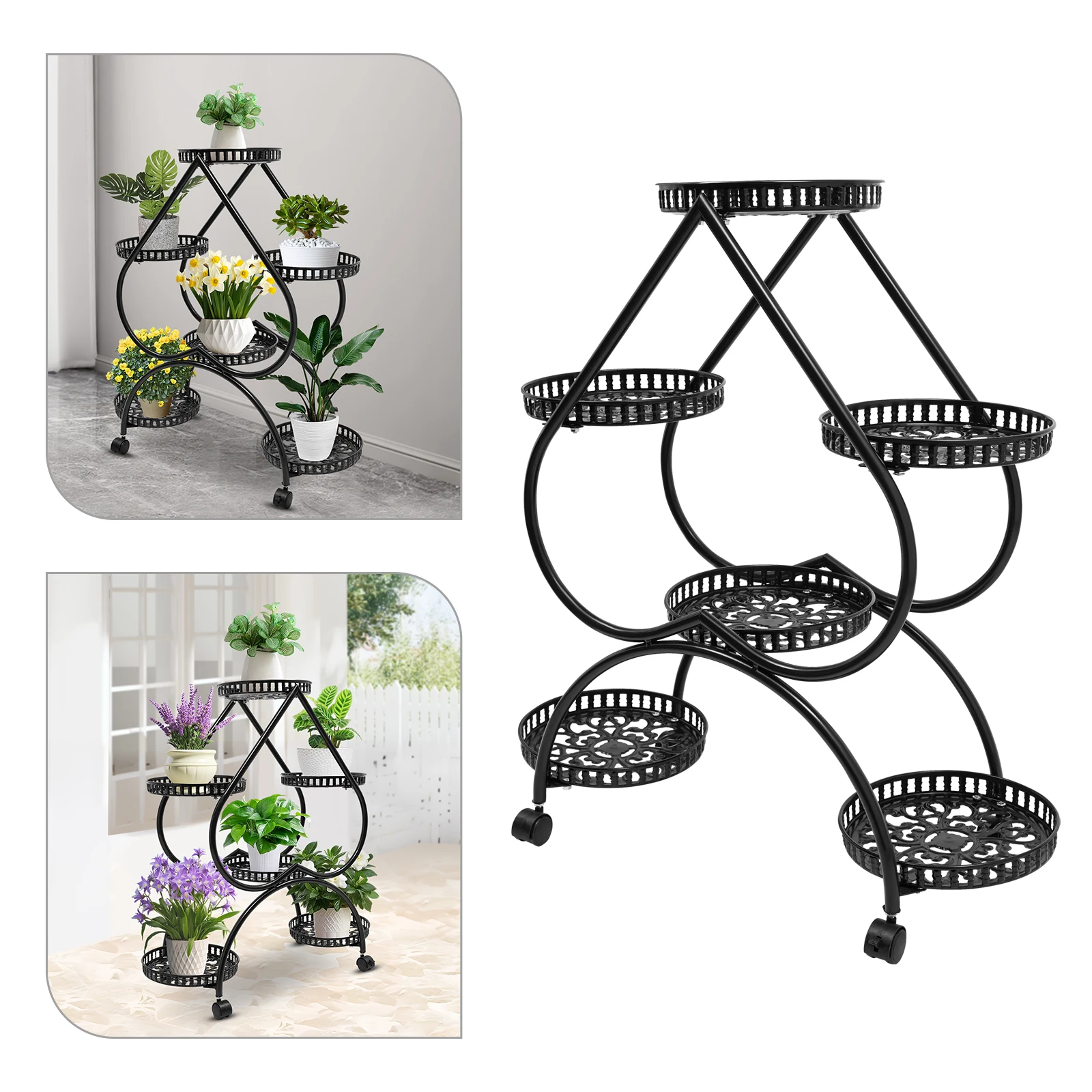 

Plant Stand 4-Tier Metal Flower Stand Plant Rack Flower Stand Tall Plant Stand with Heart 6 Potted Plant Stands for Patio Garden