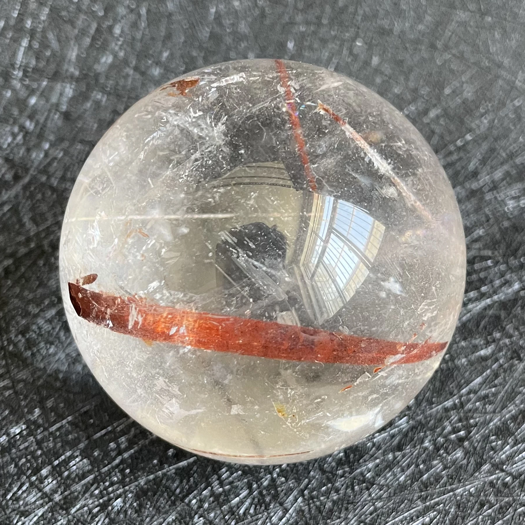 273g Natural Tourmaline Stone Quartz Rutilated Sphere Polished Rabbit Hair Crystal Ball Decoration Rock Gift Reiki Healing W38