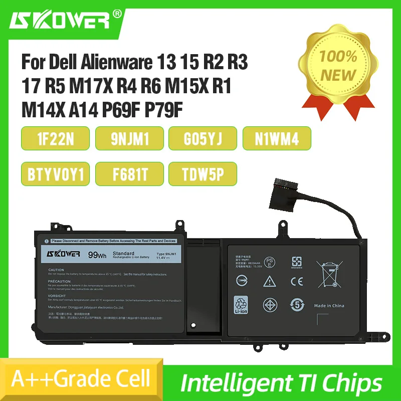 

9NJM1 1F22N BTYVOY1 F681T G05YJ TDW5P N1WM4 Dell аккумулятор для Dell Alienware 13 15 R2 R3 17 R5 M17X R4 R6 M15X R1 M14X A14 P69F