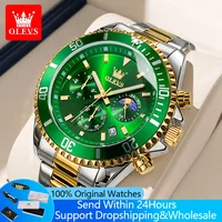 OLEVS 2870 cronógrafo de cuarzo reloj de negocios para hombres moda fase lunar reloj impermeable para hombres reloj de pulsera Original de acero inoxidable