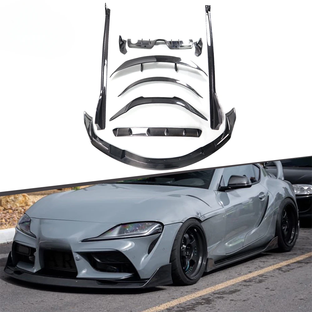 

Carbon Full Set Body Kit Front Lip Side Skirts Rear Diffuser Rear Spoiler And Fender For Toyota Supra A90 2019+