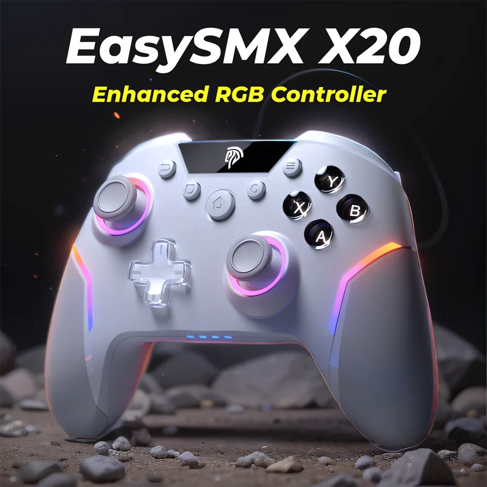 EasySMX X20 Wireless Gamepad Enhanced Controller Compatible with PC/NS/TV/Phone/Laptop, Hall Micro Triggers Joystick RGB Effect