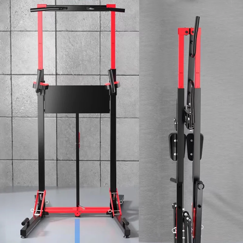 Pull Up Bar Station, Multi-Function Adjustable Height Foldable Dip Station, Heavy Duty Strength Training Fitness Equipment