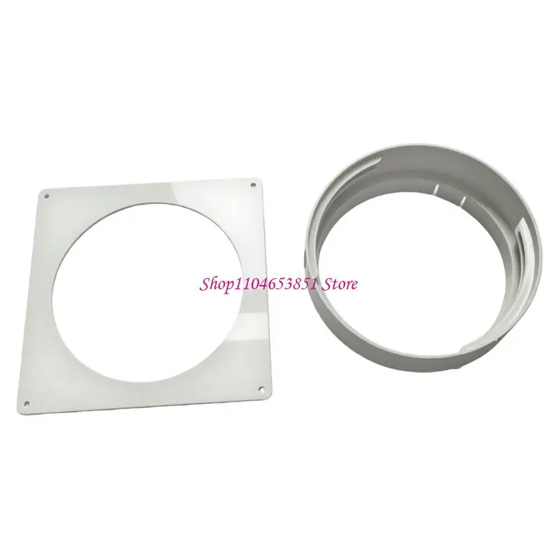 Air Passage Collar Plate 150 mm Round Wall Duct Base, White Plastic Mounting Fitting with Screws and Anchors for Household