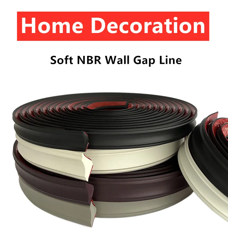 Home Decoration NBR Soft Self-Adhesive Wall Gap Decor Line Wall Interior Waterproof Dustproof Ceiling Baseboard  Decor Strip