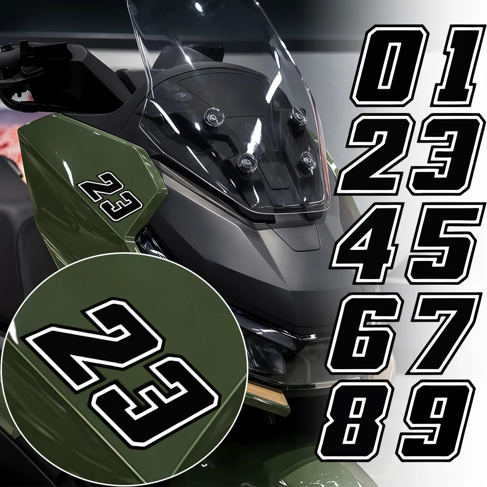 1pc Black Number Motocycle Sticker Waterproof for Motorbike Fairing Helmet Fuel Tank Side Body Scooter Bicycle DIY Vinyl Decals