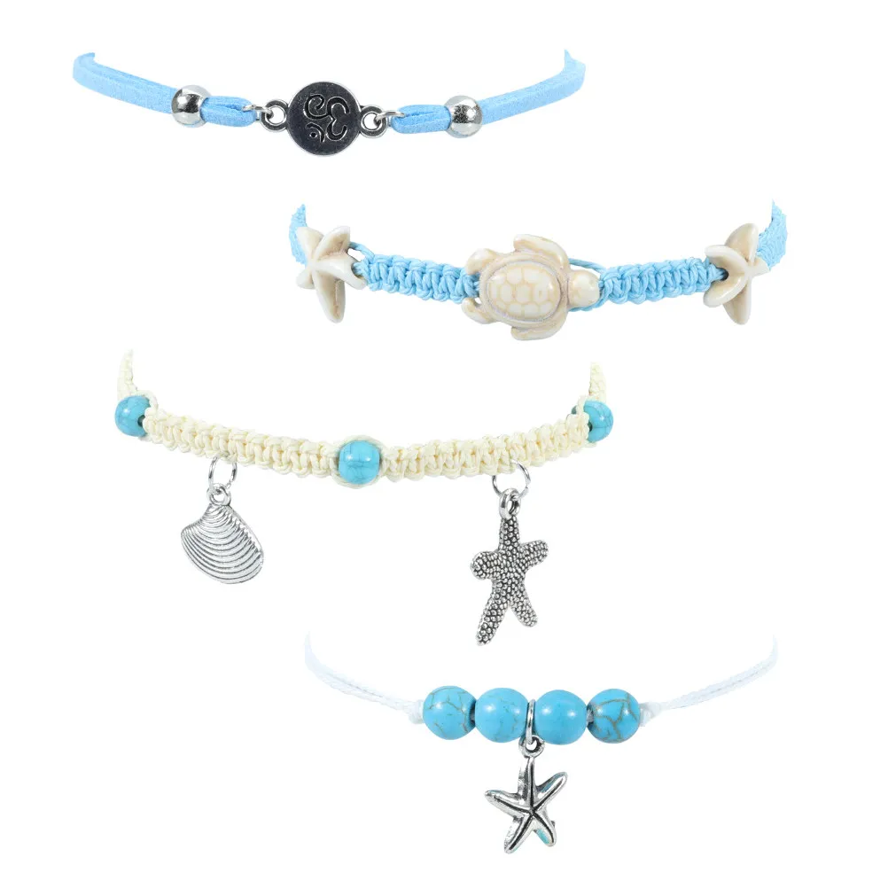 1Set Waterproof Anklet Set for Women Teen Adjustable Ankle Bracelets Fashionable Charm Jewelry Gift for Mother Sister