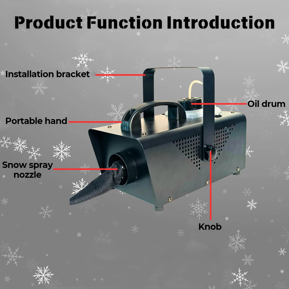 

Новинка 2023 года, 600 Вт, профессиональная снежная машина для сцены со специальным эффектом, оборудование для создания тумана, идеально подходящее для DJ, дискотеки, рождественской вечеринки, свадьбы