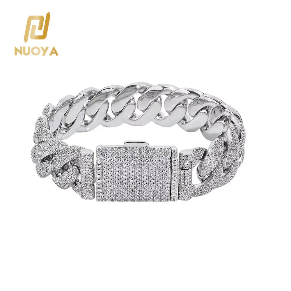 

Fine 5A Zircon Cuban Wrist Bracelet Brass Gold/Silver Plated Chunky Chain Fine Jewelry Anniversary Birthday Gift For Him Her