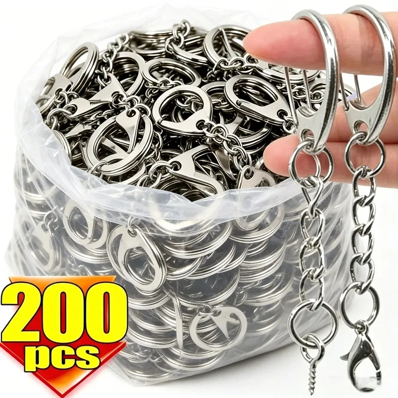 10/200 pièces Mousquetons porte-clés en forme de C, crochets connecteurs pour la fabrication de bijoux DIY, fournitures et accessoires pour porte-clés argent et or