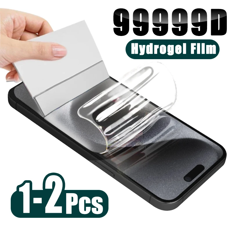 1-2Pcs Full Cover Hydrogel Film For iPhone 15 13 12 14 11 Pro Max Plus Soft Clear Front Screen Protector Not Glass Accessories