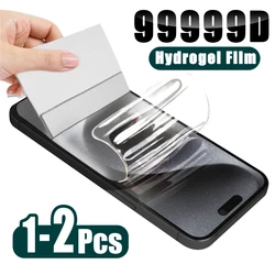 1-2Pcs Full Cover Hydrogel Film For iPhone 16 15 13 12 14 11 Pro Max Plus Soft Clear Front Screen Protector Not Glass Accessory