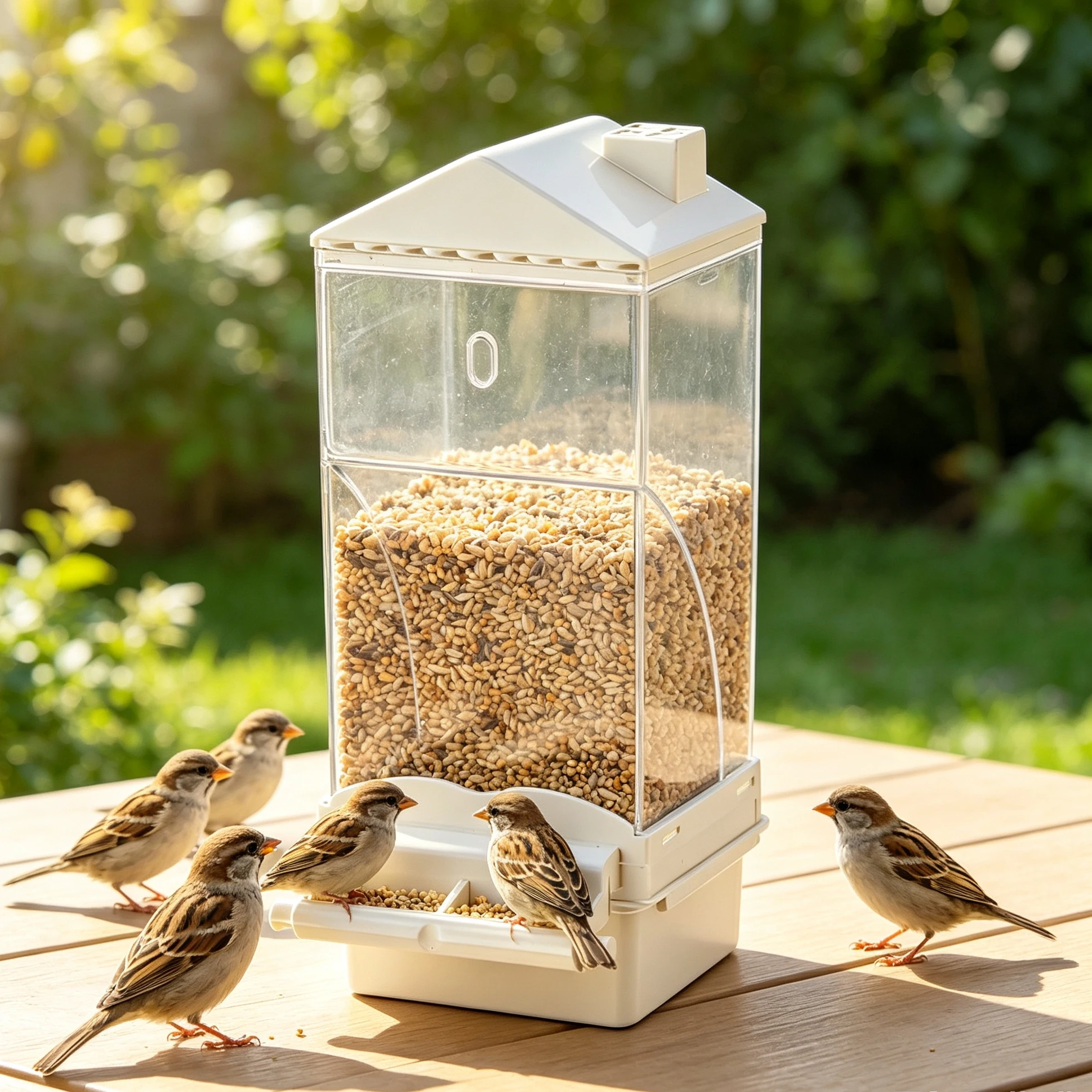 Hanging Automatic Parrot Cage Feeder Transparent Large Capacity Spill-Proof Bird Seed Dispenser Bird Feeding Stand for Budgie