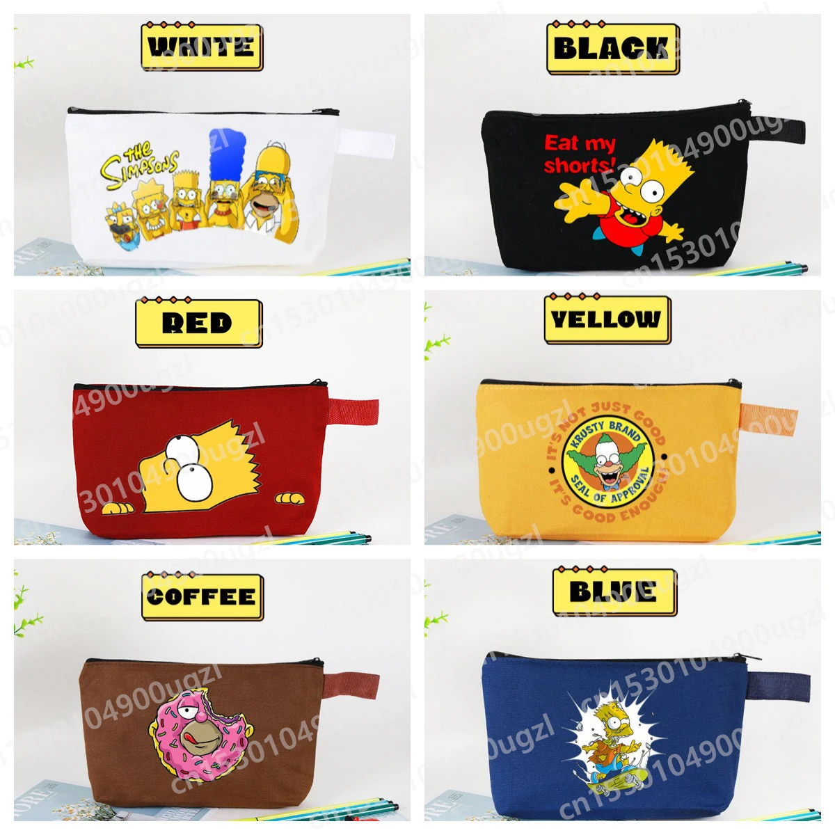 

Hot Animation Simpsons Series Canvas Pencil Bag Cartoon Character Zipper Makeup Bag Student Storage Stationery Coin Purse Kawaii