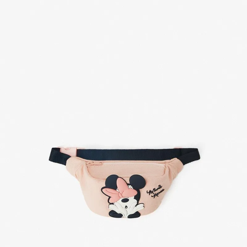 

Disney 2025 New Cartoon Minnie Children's Mini Pink Canvas Shoulder Bag Plastic Avatar Cute Crossbody Small Waist Bag