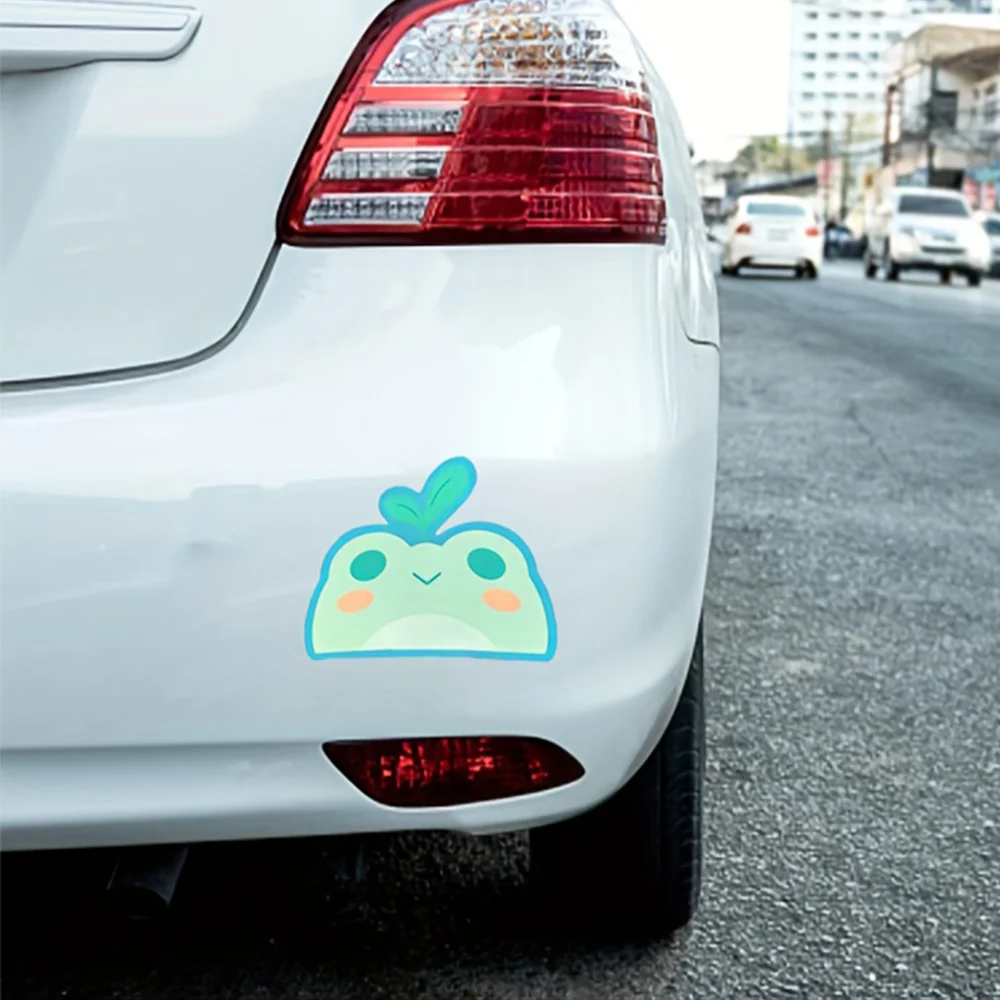 Peeping Cute Leaves, Frog Window Stickers, I Laminate Die Cut Waterproof Car Decals, Vinyl Cartoon Car Stickers