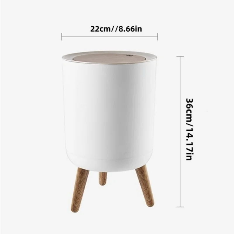 1pc Creative Covered Press Living Room Toilet Bathroom Kitchen Tall Imitation Wood Grain Trash Can