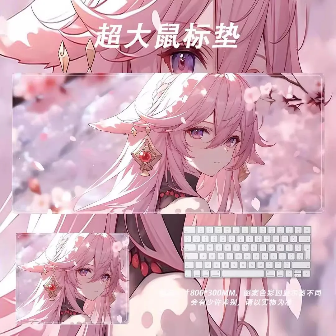 

Anime Girl Mouse Pad Kawaii Black Desk Mat Office Carpet Large Gaming Mousepad Non-Slip Rubber Laptop Computer Accessories
