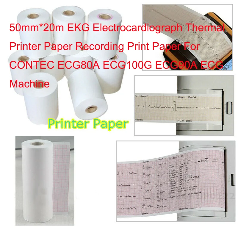 50mm*20m/80mm*20/110mm*20m Electrocardiograph Thermal Printer Paper  For CONTEC ECG100G ECG90A ECG600G ECG300G SP100 E3 E6