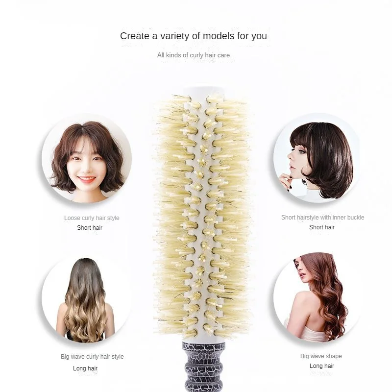 Round Brush for Hair Brush for Womens Boar Bristle Hair Brush No Tangles RollerFor Curly Hairsalon Accessories