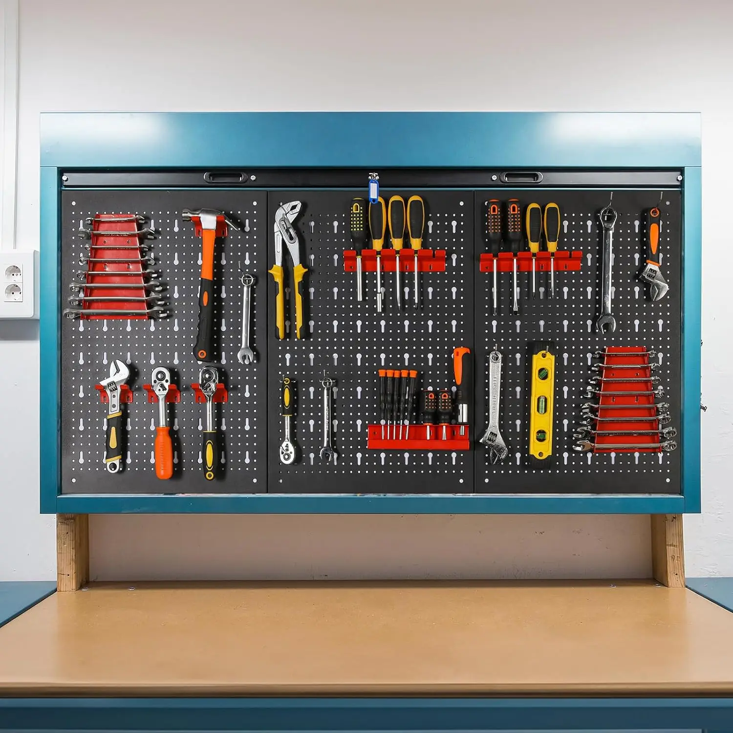 أدوات معدنية ثقب الحائط أدوات ورشة عمل الحائط حامل هوك 17 أجزاء 120x60x2 سنتيمتر #3