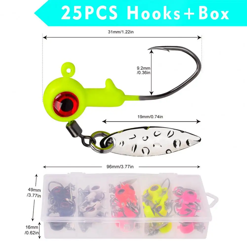 Sharp 360-degree Rotating Fishhook Rotating Fishhook for Fishing Angles 25pcs/box Fishing Lures Kit with Single Hook for Crappie